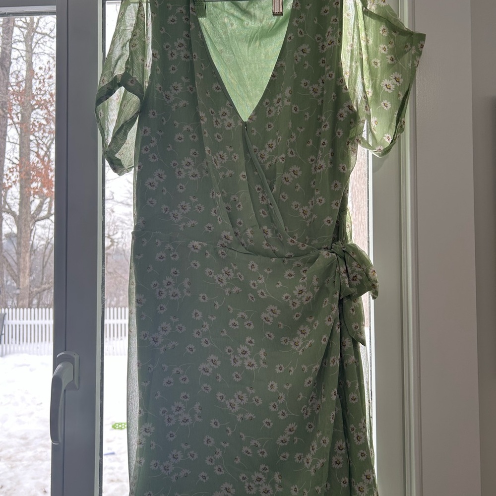All in Favor Sage Floral Midi Dress